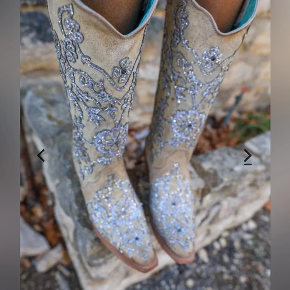 ๐คNIB Corral Bone Overlay & Embroidery Floral Boots๐ค - Picture 13 of 17